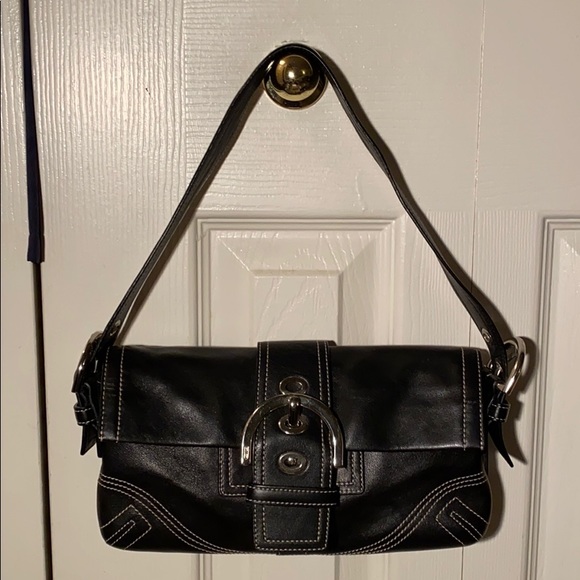 Coach Handbags - Coach bag - black with white stitching